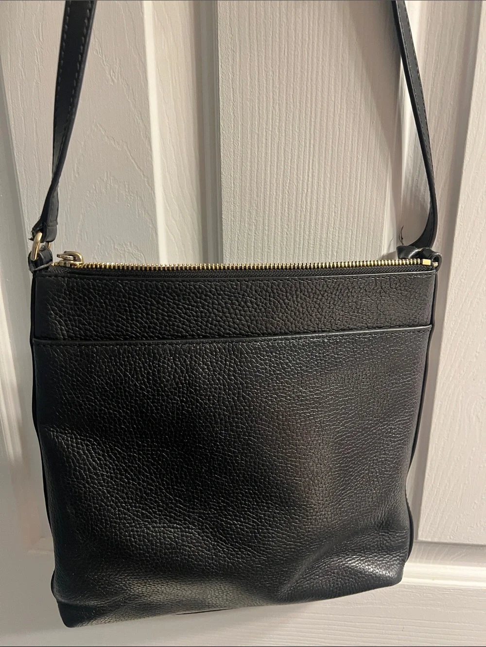 Michael Kors Black Pebbled Leather Crossbody with Gold Accents